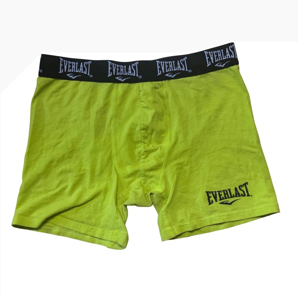 Everlast Mens Boxer Briefs L Neon Green Cotton Spandex Logo Waistband Underwear
